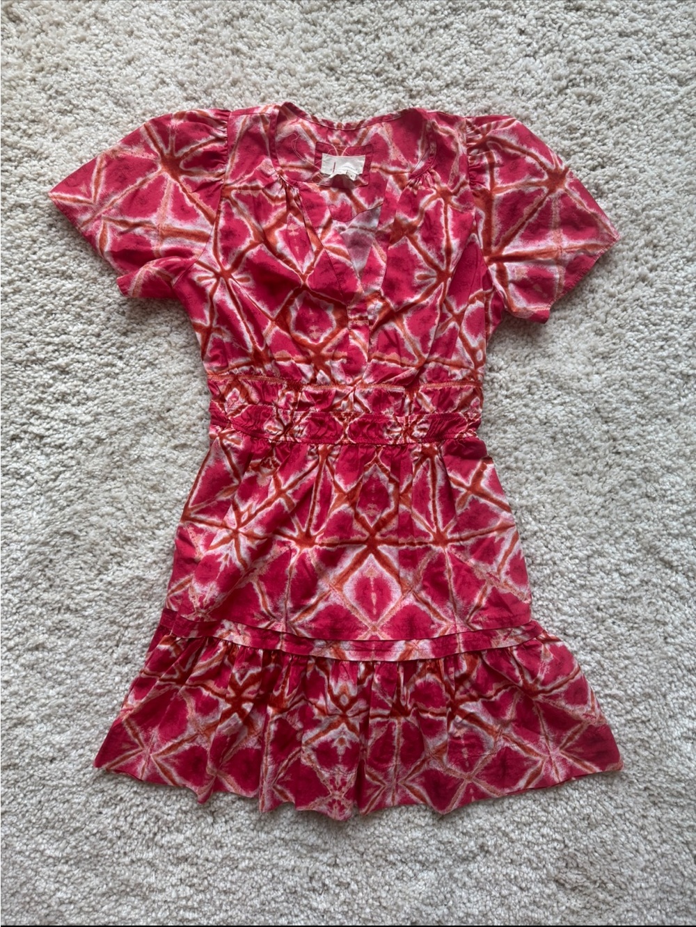 Anthropologie Red & Gold Tie-Dye Mini Dress